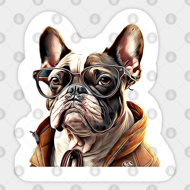 Yuppie French Bulldog Sticker by Unboxed Mind of J.A.Y LLC 